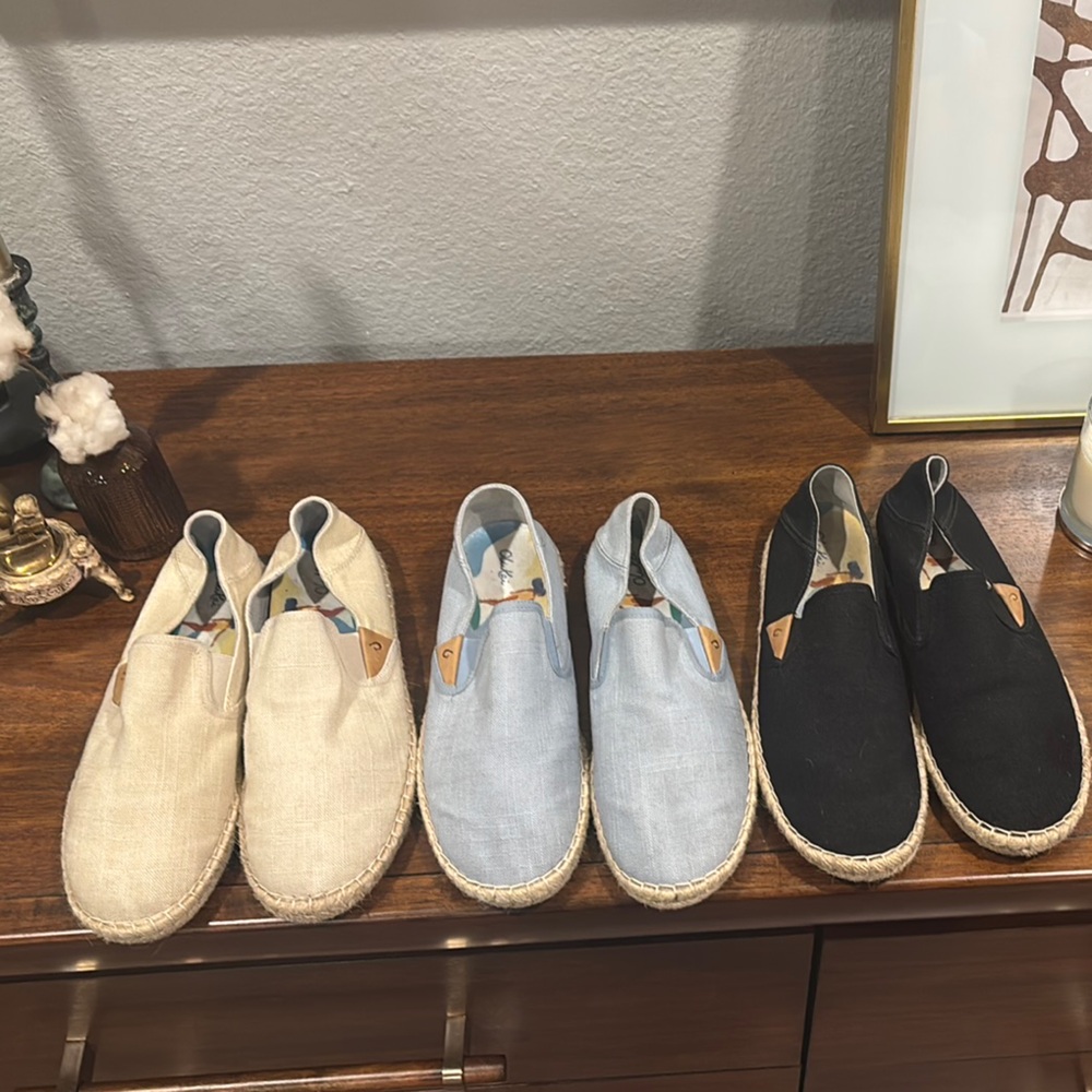 BUNDLE OF 3** OluKai Black and Blue Espadrilles Slip-On Shoes